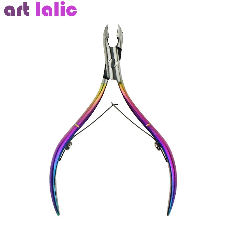 Pince à ongles arc-en-ciel en titane, poussoir, pince à épiler, dissolvant de peau de fréquence d'huile, kit d'outils d'art d'ongle, ensemble de 3 pièces