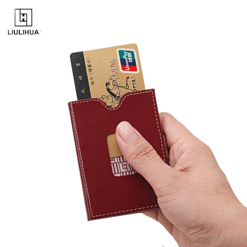 LLH 2020 new trending 3 fold wallet Genuine Leather Thin Minimalist wallet Slim Wallet With Front Pocket Card Holders And Cash