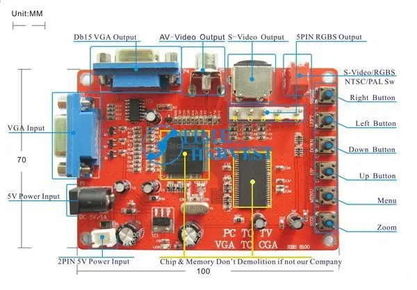 

VGA TO CGA CVBS S-VIDEO CONVERTER BOARD VIDEO BOARD ARCADE MACHINE PARTS GAME MACHINE ACCESSORY