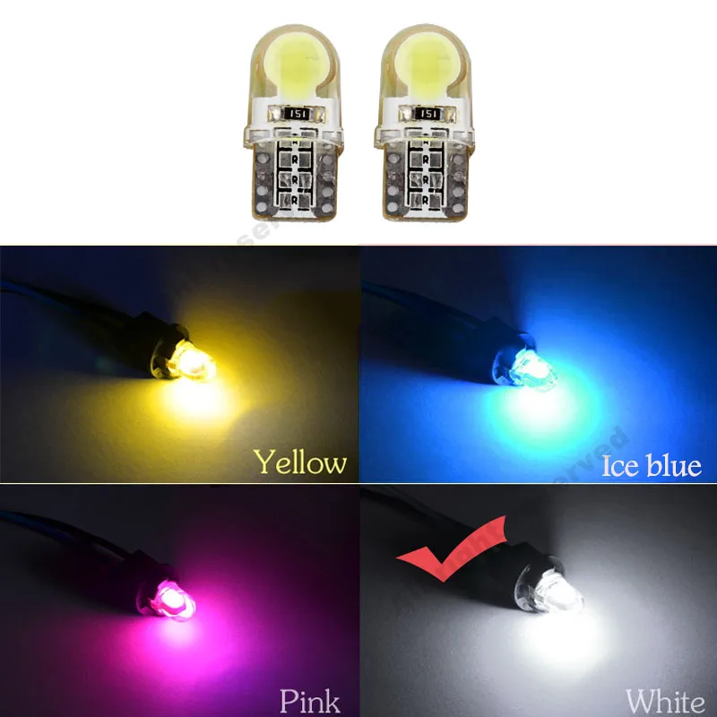 6 X Auto T10 LED W5W LED Bulbs White 194 168 LED Lamp 501 COB silicone shell Car LED Lights Super Bright Turn Side Lamp 12V D030
