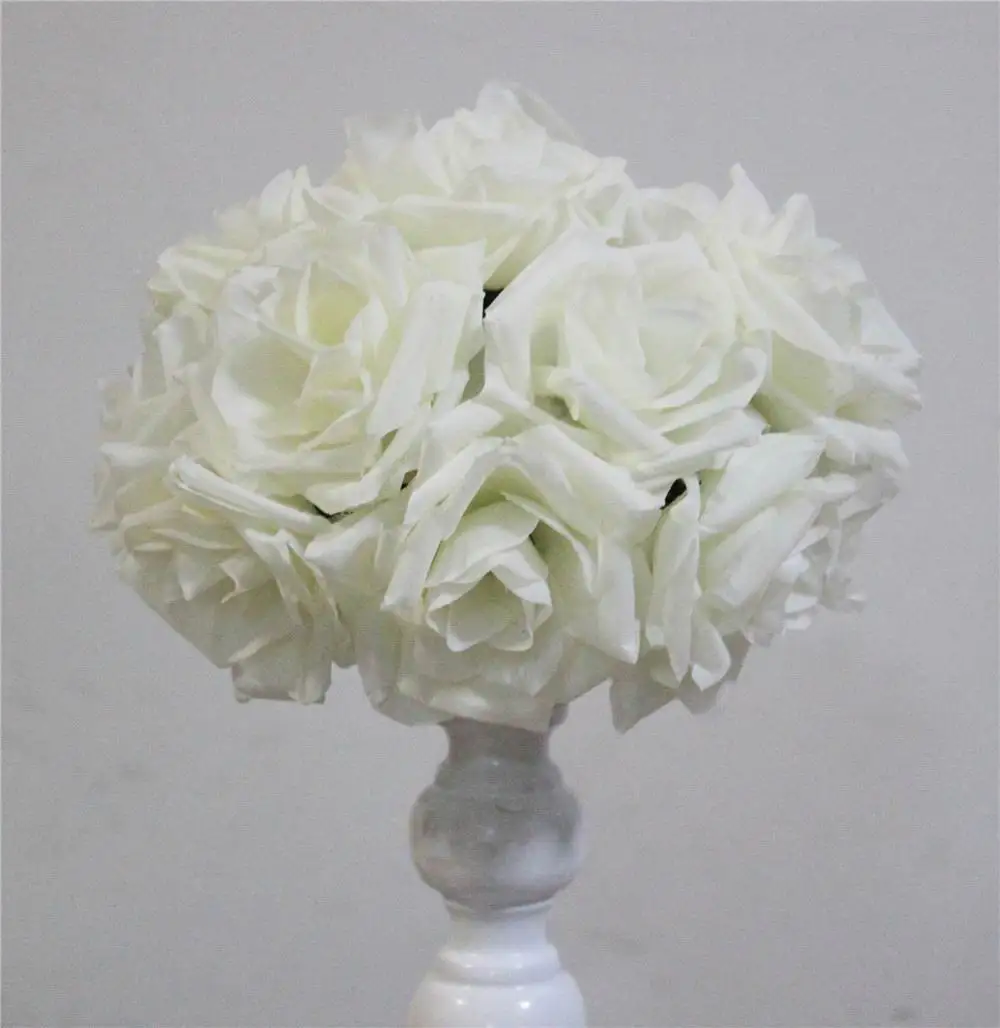 SPR 15cm ivory Elegant Artificial Silk Crimping Rose Flower Ball Hanging Kissing Ball For Wedding Room Party Decoration Supplies