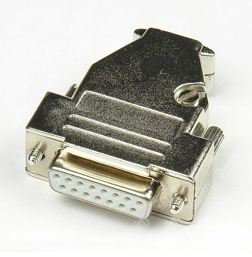 Top D-Sub 15-pin DB15 connector (female) solid pin module + removable metal housing