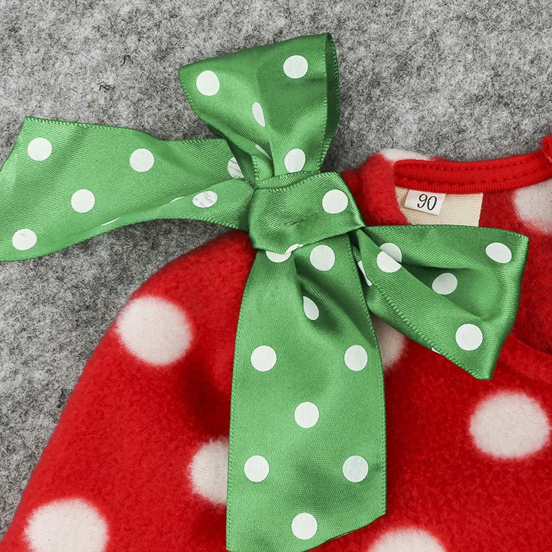 2018 Christmas Baby Girl Dress Red Polka Dot Snowman Children Xmas Clothes Girls Dresses Fleece Winter Toddler Outfits 1-5 Years