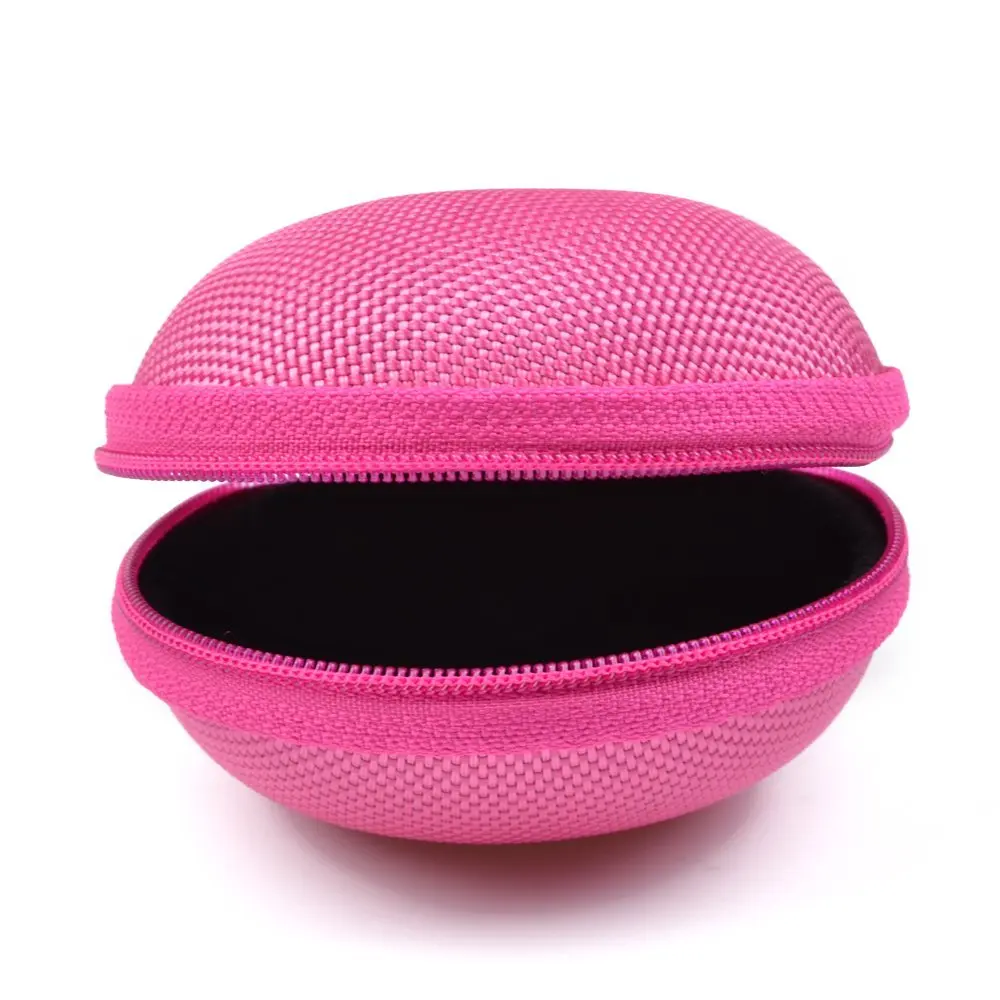 Hot Pink Earphone handsfree headset HARD EVA Case-Clamshell/MESH Style with Zipper Enclosure Inner Pocket+Silver Climbing