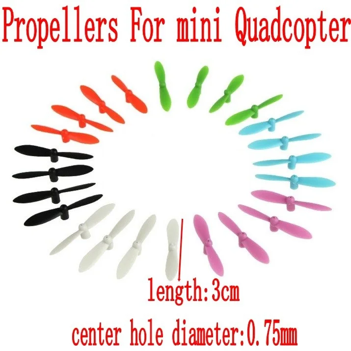 Hélices principales de 3cm, 30mm y 0,75mm para cuadricóptero de control remoto, 4 ejes, 6 ejes, piezas de repuesto para helicóptero de control remoto, CX-10 V676 Q4h111 WQ100