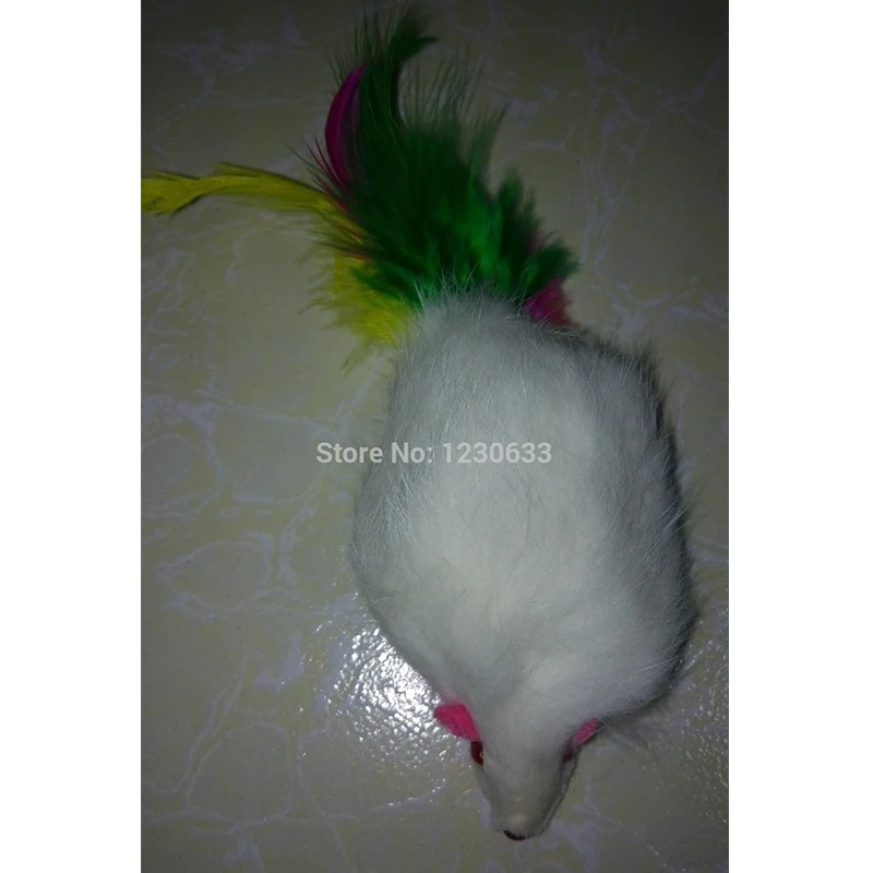 Westrice 6cm Pet Toys Real Fur Cat Long-haired Tail Feathers Mice Mouse Rabbit Cat and Dog Toy Pet Toy Large Concessions 100