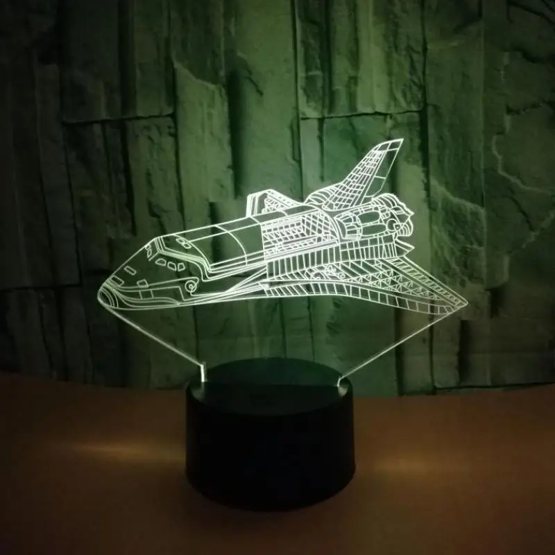 New Spaceship 3d Small Night Light 7 Color Creative Aircraft 3d Lamp Christmas gift for baby room lights