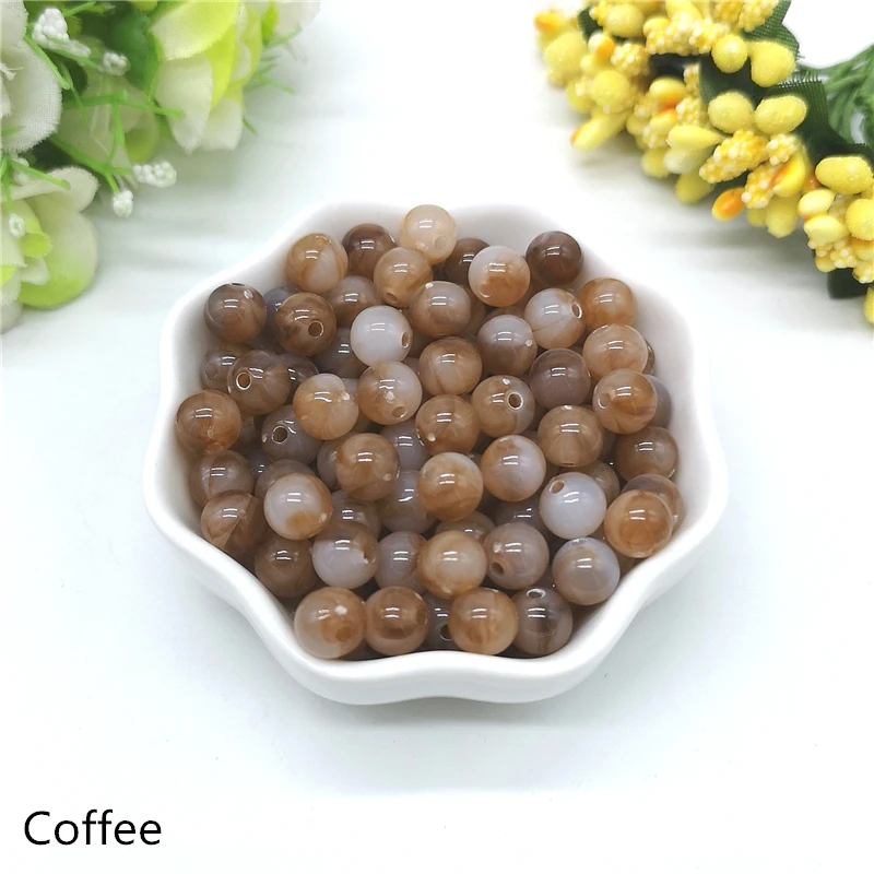 50pcs 8mm Double Color Imitation Stone Round Shape Beads Jewelry Making Acrylic  Loose Bead  DIY Accessory