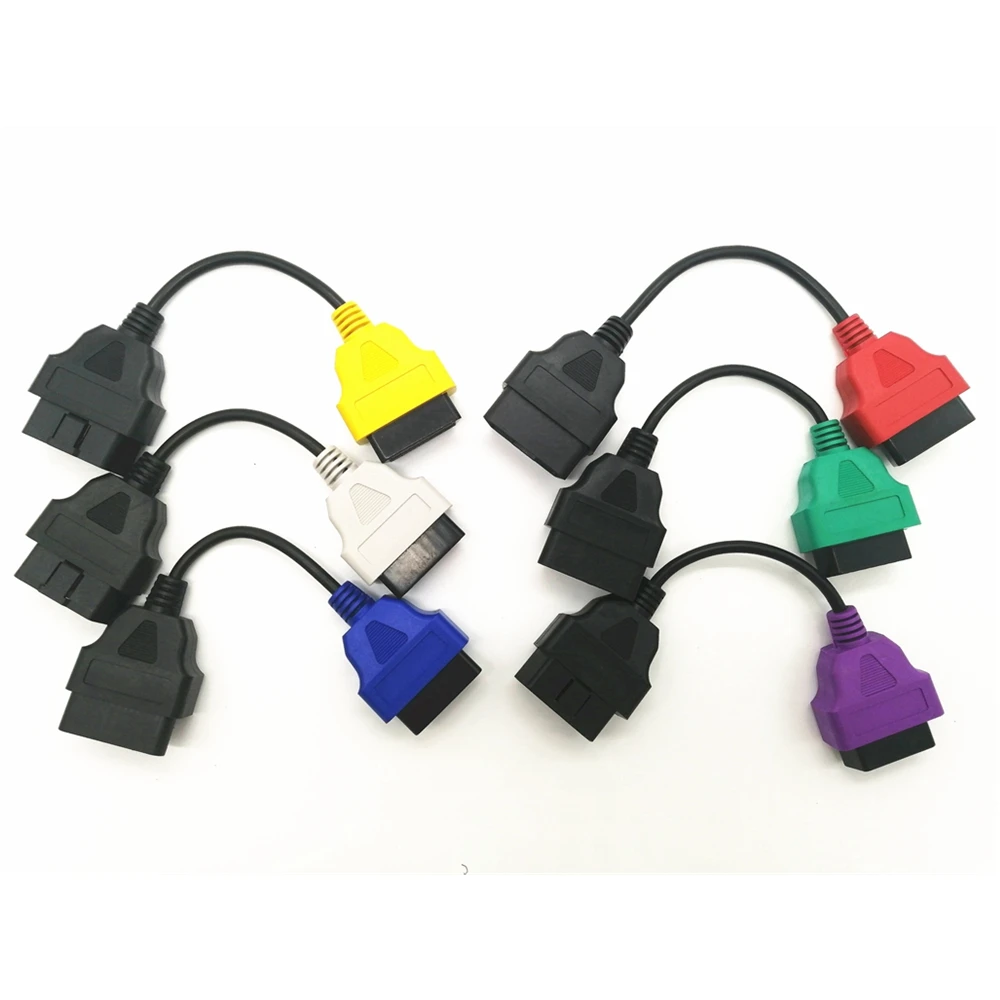 Nieuwste 6 Kleur Auto OBD2 Connector Diagnose-Adapter Kabel Voor Fiatecuscan En Multiecuscan Voor Fiat Alfa Romeo En Voor Lancia