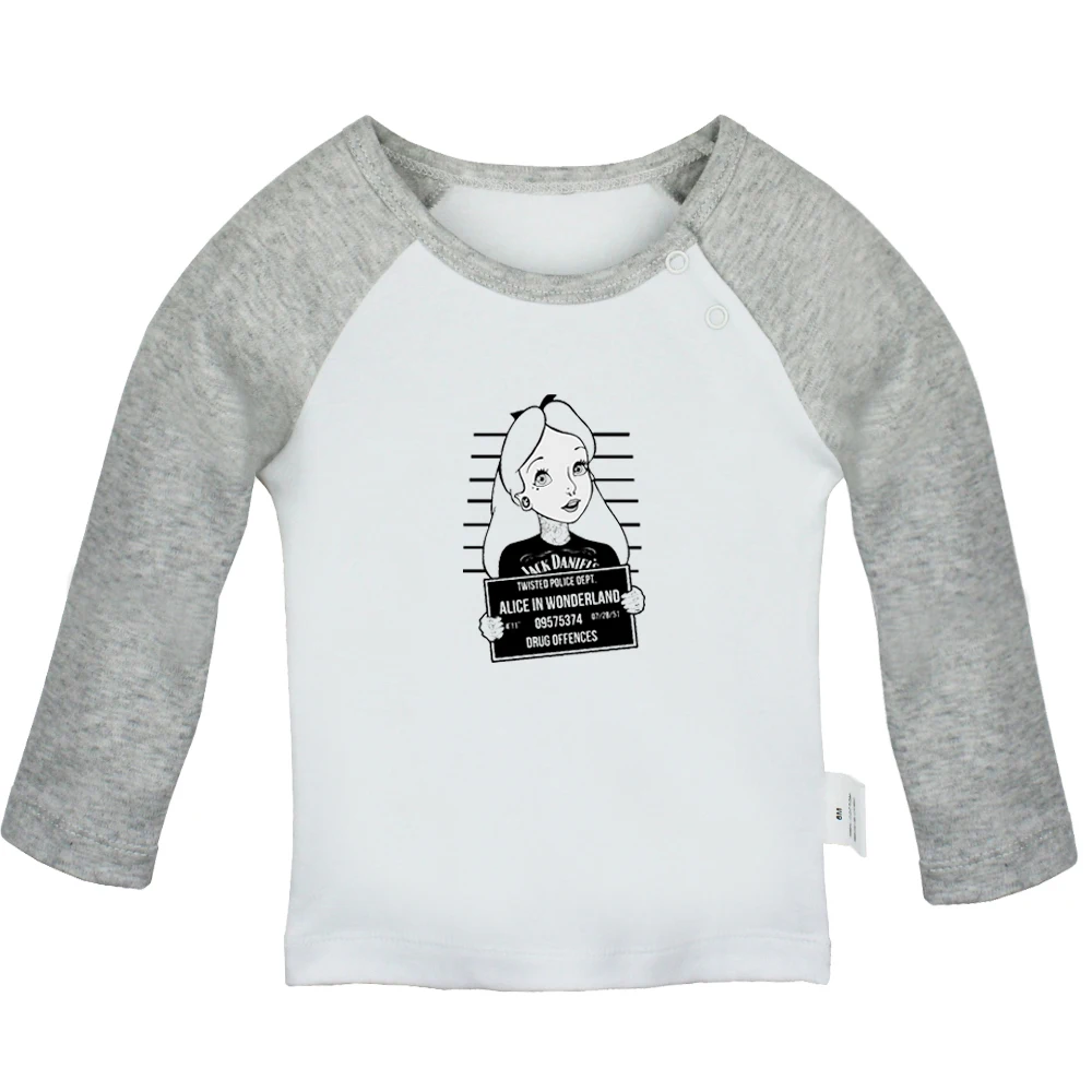 

Cute Cartoon Princess Alice in Wonderlan Design Newborn Baby T-shirts Toddler Graphic Raglan Color Long Sleeve Tee Tops