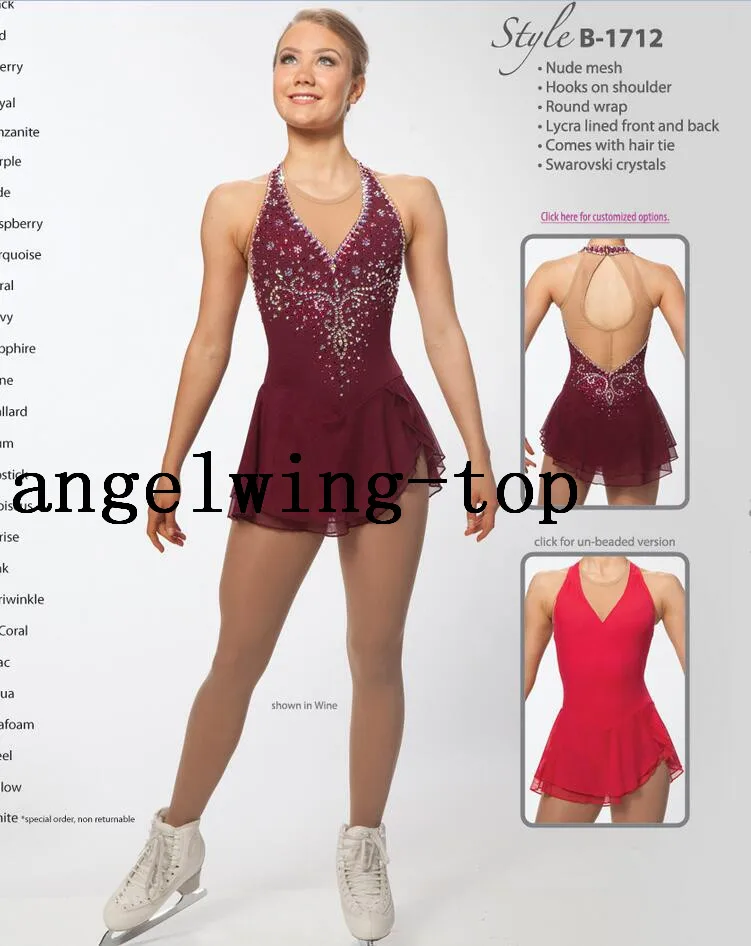 

Wine Red Figure Skating Dresses Women Competition Skating Clothes Custom Ice Figure Skating Dress Girls Lycra Free Shipping