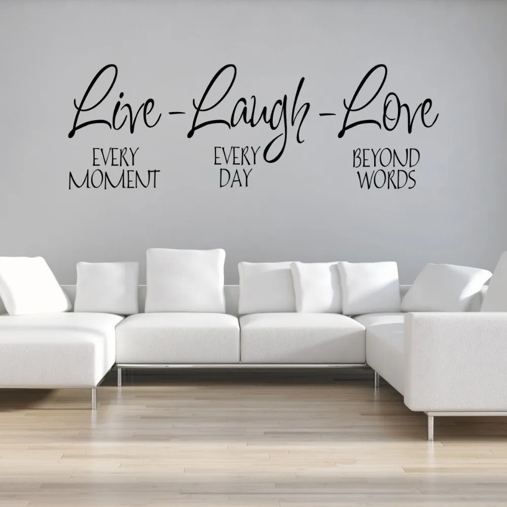 Large size Live Laugh Love Qtotes Wall Decals Removable Vinyl Wall Stickers Home Decor Living Room Vinilos Paredes Mural A005