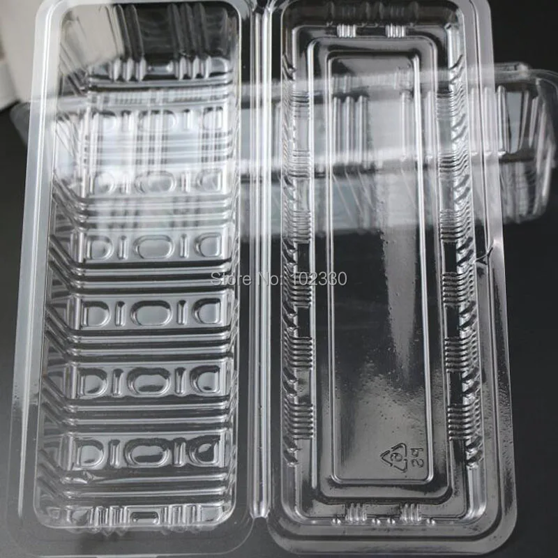 400pcs 21cm*8cm*4cm Long plastic boxes of disposable plastic transparent lunch boxes packing boxes sushi egg tarts box