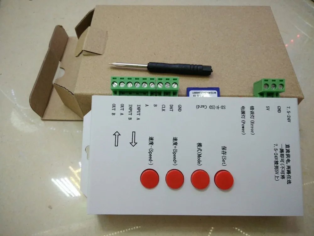 T1000S SD Card WS2801 WS2811 WS2812 WS1903 LPD6803 LED 2048 Pixels Controller DC5~24V T-1000S DMX 512 RGB Controller