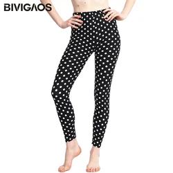 BIVIGAOS 8 design women dot flower stretchy spandex leggings for summer slim ankle pencil pants Casual legging Home leggins tayt