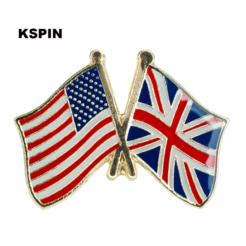 U.S.A Russia Friendship Flag Metal Pin Badges Decorative Brooch Pins for Clothes