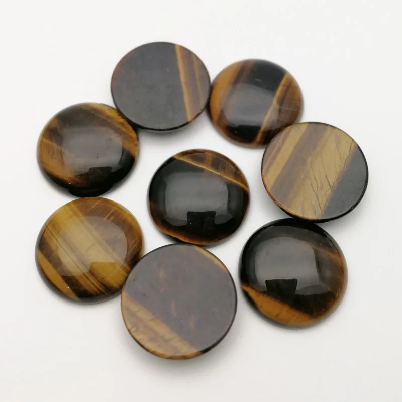 Wholesale fashion natural tiger eye stone beads 25mm round cab cabochon no hole 12pcs for DIY jewelry making free shipping