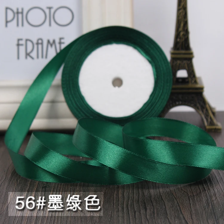 Dark green 5/8''15mm 25 Yards Silk Satin Ribbon Wedding decorative ribbons gift wrap Christmas DIY handmade materials 22 merter