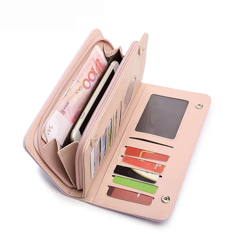 

New Women Wallet Wristlet Purses Credit Card Holder Purse Cellphone Pocket Women Money Bag Wallet Female S101