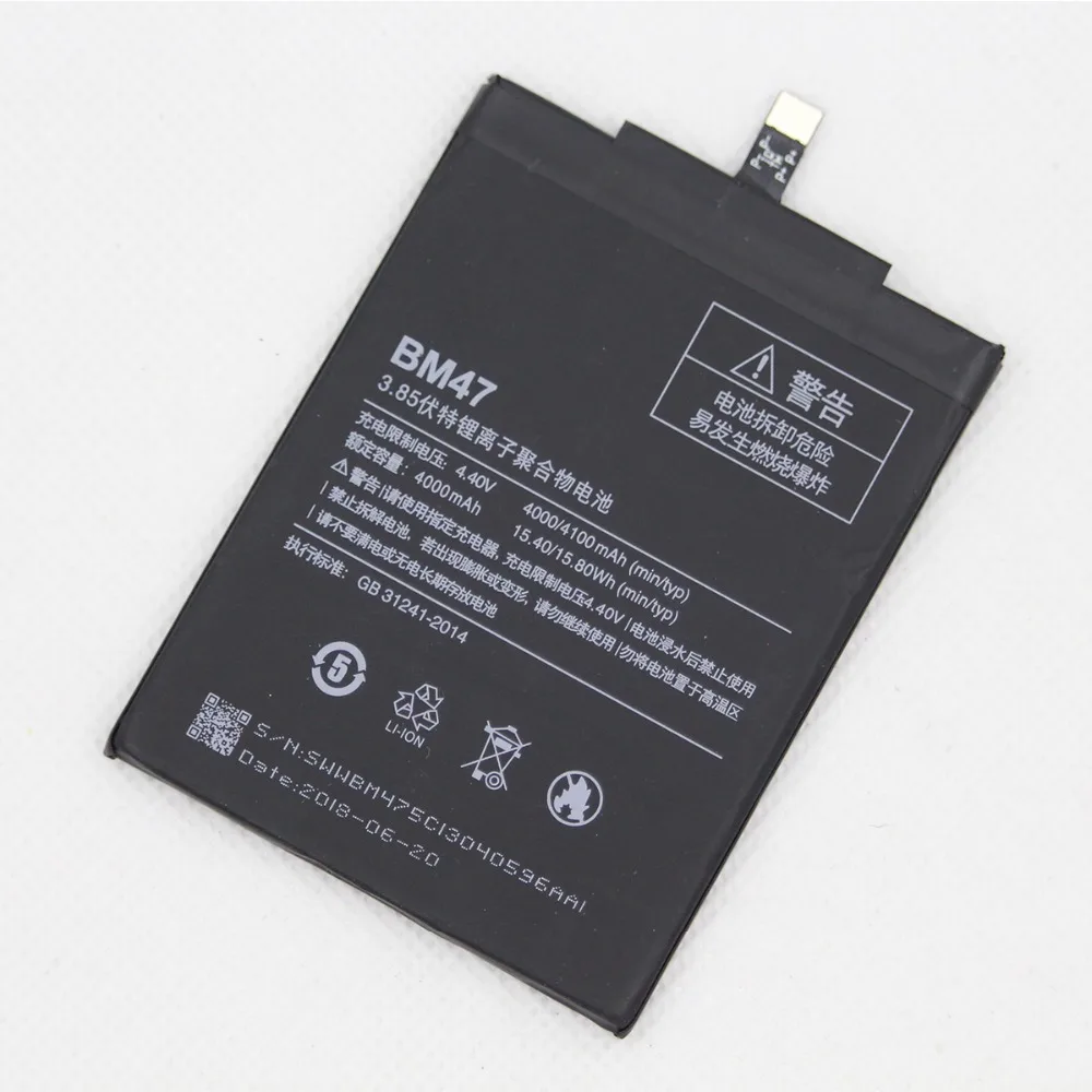 5pcs/lot 4100mAh New Mobile Phone Battery BM47 For Xiaomi Redmi 3 3S 3X 4X Redmi3 Pro Hongmi  3 3s BM 47 internal Phone Battery