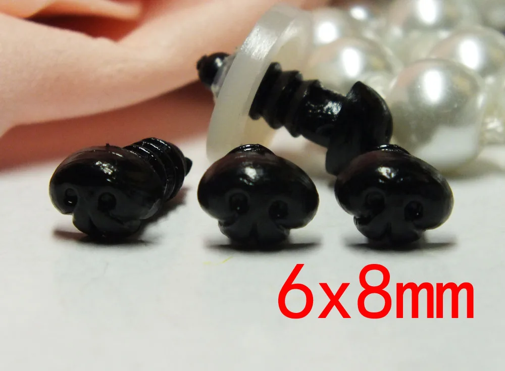 30Sets Plastic Black Toy Dog Nose For Ornament Cute Nose For Dolls DIY --mixed Size