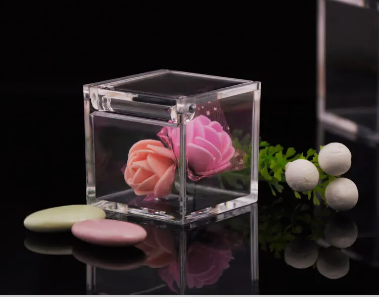 6x6x6cm  Clear acrylic cube box , plastic transparent gift box Wedding gift storage box , plastic jewelry box