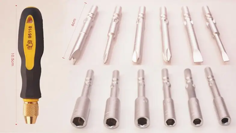BESTIR taiwan tool chrome vanadium steel 13pcs socket bit screwdrivers set  M3.5 M4.0 M4.5 M5.0 +3.0 -3.0 -5.0 U6 Y5.0 hand tool