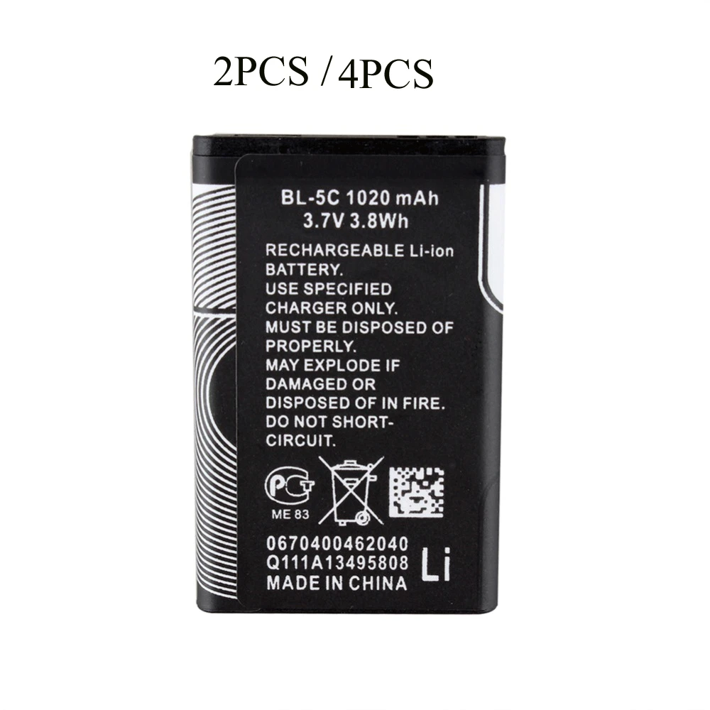 SORAVESS 3.7V 1020mAh Li-ion Lithium Polymer Rechargeable Battery BL-5C Batteries BL 5C BL5C Replace For N71 N70 6630 6230 2600