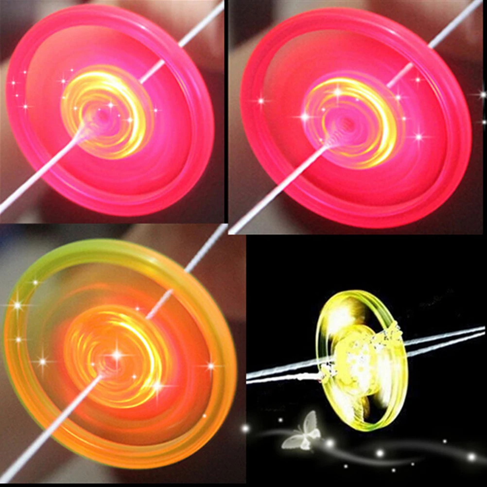 1PCS Colorful Plastic Spin LED Light Flying Saucer Kids Outdoor Classic Toy Kids Gift Random Color