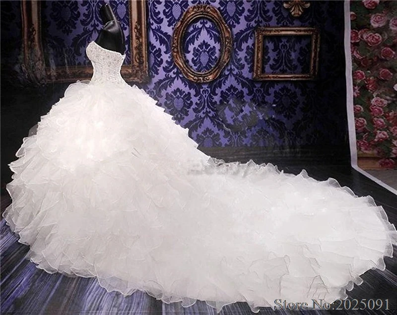 Nuovi abiti da sposa bianchi taglie forti 2019 abito da ballo con perline di cristallo a cuore increspato abito da sposa Vestido de noiva