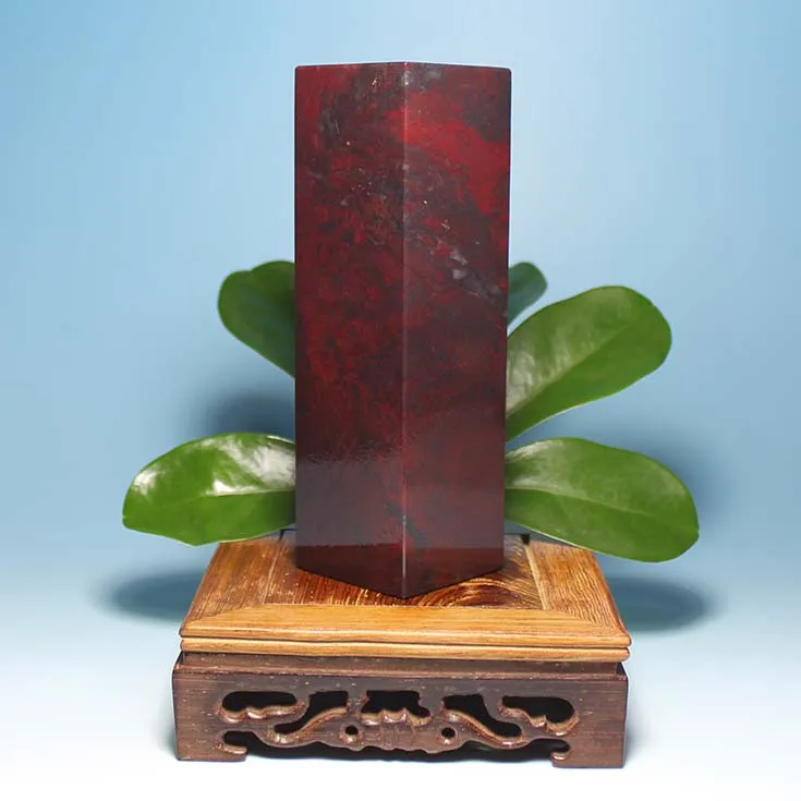 Guilin natural soapstone big black stamp seal red jasper jade ornaments business gifts original stone