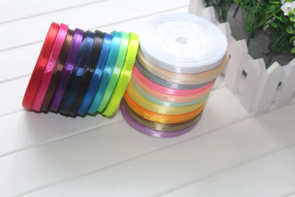 Pure color satin ribbon 6mm 20 rolls gift packing ribbons 500yards lot 20 color choices