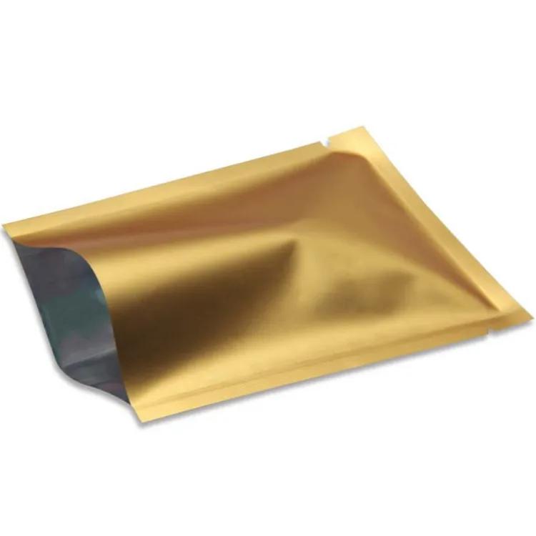 300 SZT. Matowe, jasnozłote, otwarte od góry, aluminiowe torebki z folii aluminiowej do samodzielnego nadruku logo, na kawę, zioła, przekąski, matcha, herbatę, cukier, zgrzewane, do przechowywania. — zdjęcie 3