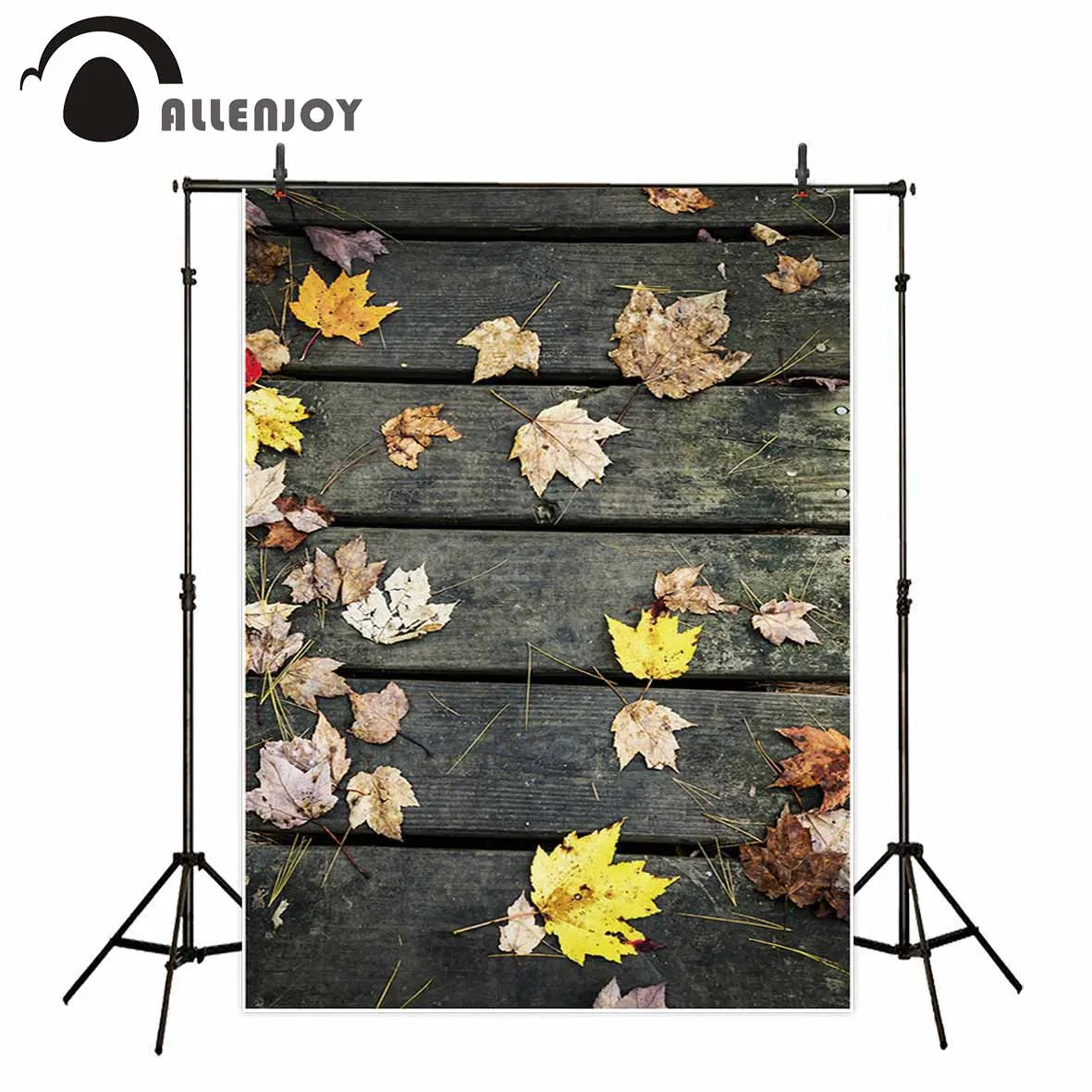 Allenjoy autumn fallen leaves in different colors on wooden floor a photo decorations for home photographic professional