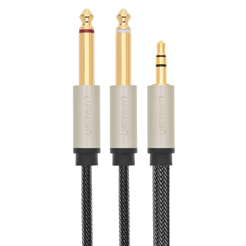 UGREEN 3.5 To 6.35mm Audio Cable For Mixer Amplifier Speaker Gold Plated 6.5mm Jack Male Splitter Line