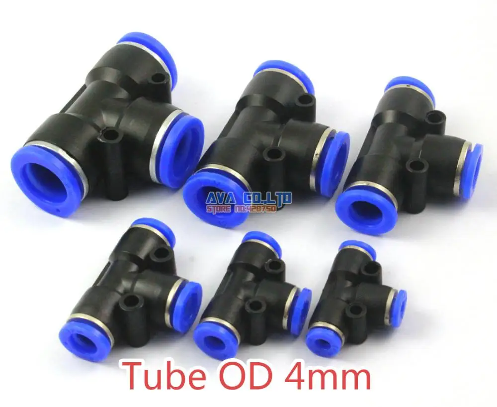 25 Pieces Pneumatic Tee Union Tube OD 4mm Air Push In To Connect Fitting One Touch Quick Release Fitting