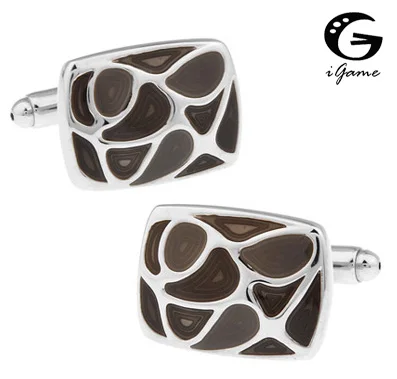 iGame Enamel Cufflinks 3 Colors Option Blue Grey Pink Color Fashion Business Design Copper Material Free Shipping