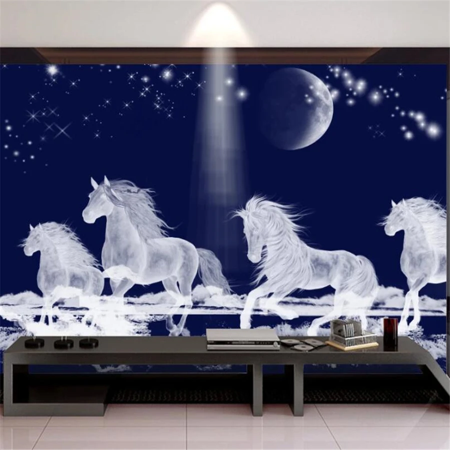 Custom wallpaper 3d stereo photo murals running horse TV background wall living room bedroom mural papel de parede 3d wallpaper