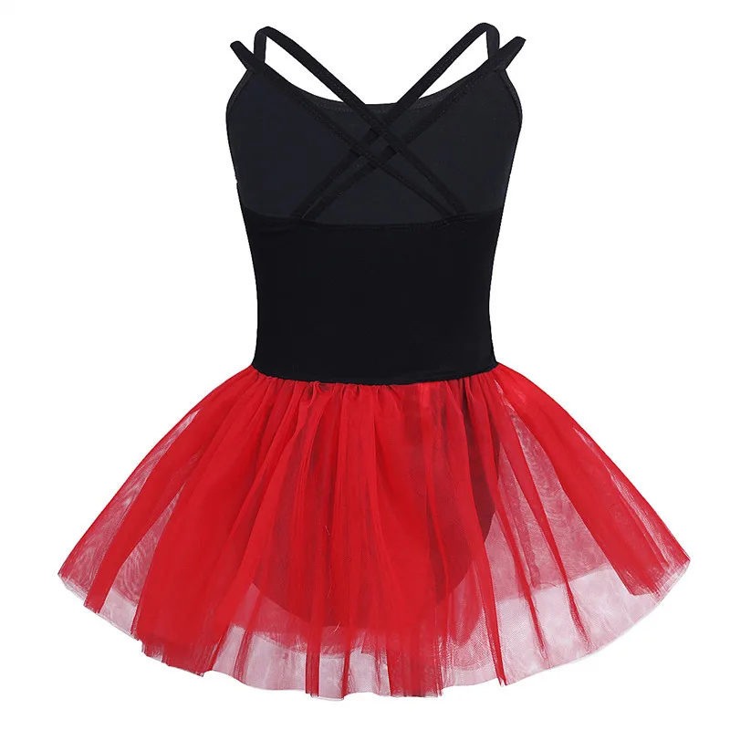 Kids Girls Ballet Dress with Mesh Tied Skirt Outfit Set Spaghetti Straps Criss Cross Gymnastics Ballet Dance Ballerina Leotard