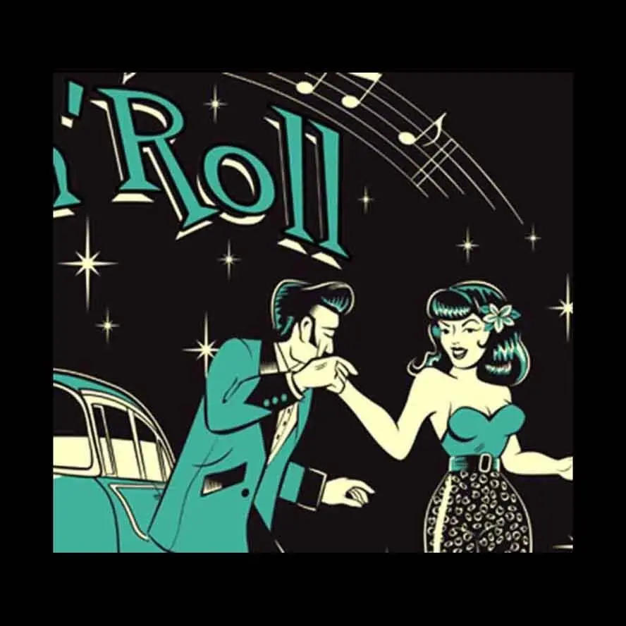 Thoải Mái Áo Thun Nam Rock'N'Roll-Boppin'N'Shakin'-Gấu Bông Bé Trai Pin-Up Rockabilly Tùy Chỉnh Thun In Hình