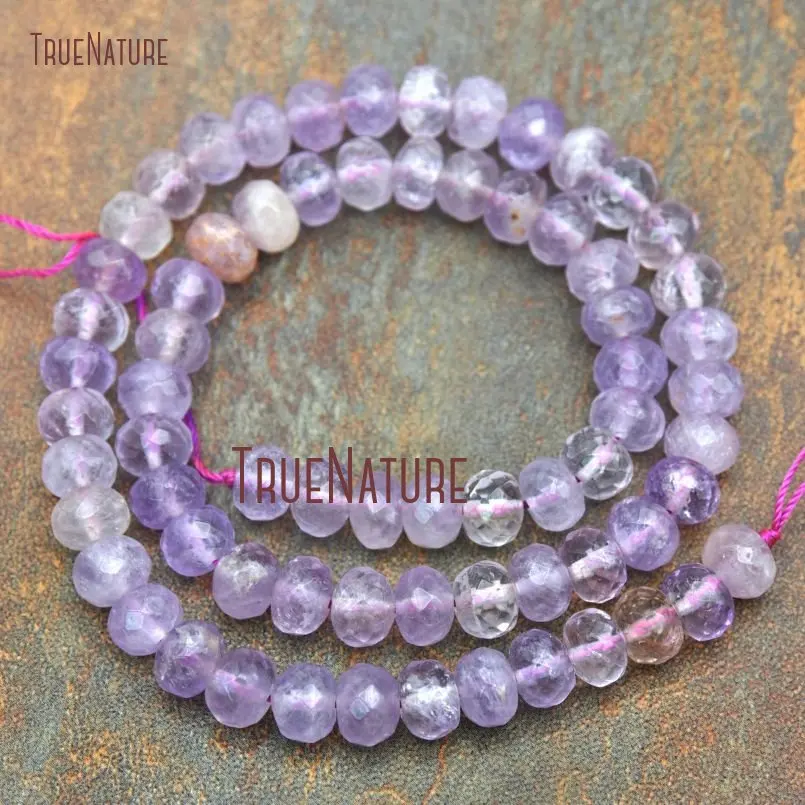 

5Pcs 15.5inch Faceted Rondelle Beads Beads Light Amethysts Beads BE13446