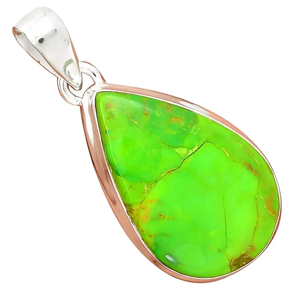 

Nature Green Mohave Turquoise Pendant 925 Sterling Silver, 44 mm, MHBAP5321