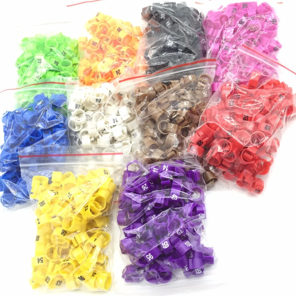 100 Pcs inner diameter 10mm Bird Supplies Pet Birds Carrier Pigeon Parrot 10 Colors Digital Foot Ring Bayonet Marking Ring