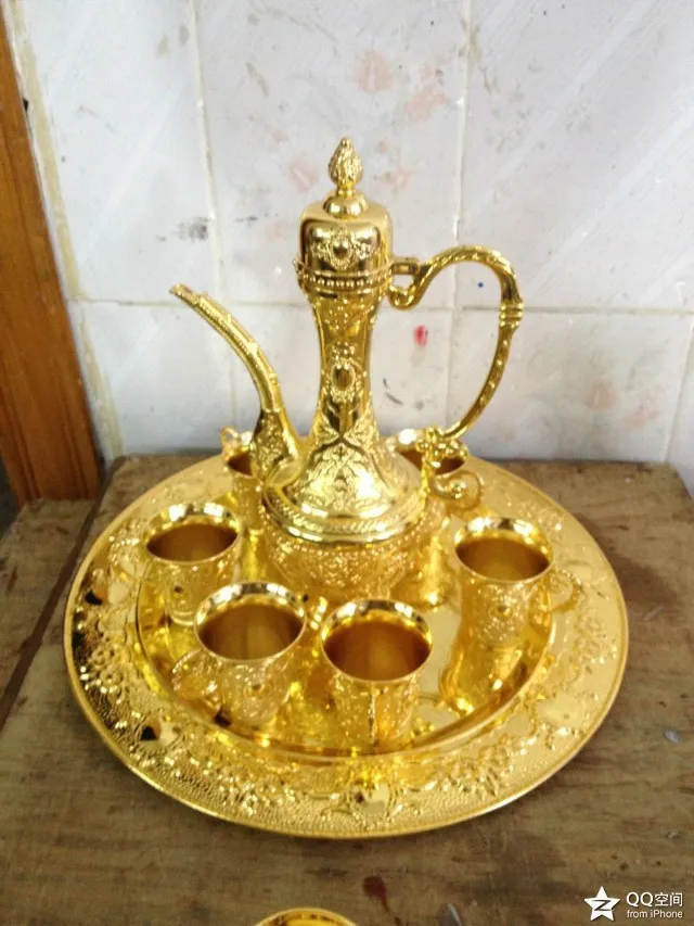 

Sets Decorated Old Flower Collectible famous tin alloy jug 1 Tea Pot 4 Wine Cup 1 Plate Decoration real Tibetan Silver Brass