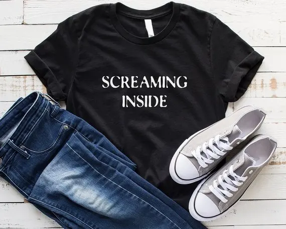 

Skuggnas Screaming inside Funny TShirts 90s fashion Tumblr Cotton Tee Shirt aesthetic harajuku grunge goth unisex Tops camiseta