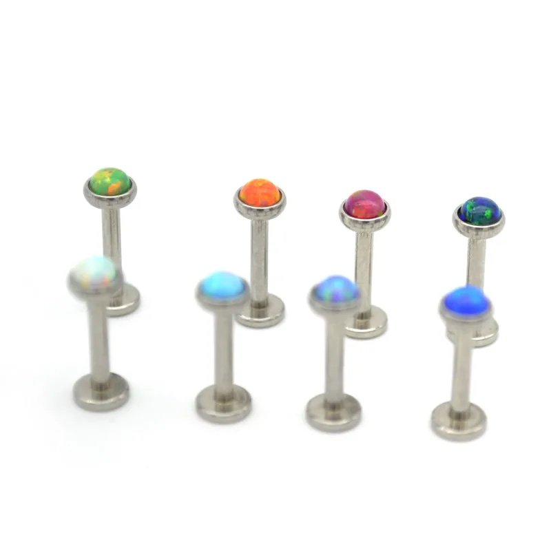 

Opal Stone Lip Stud Internal Thread Labre Tragus Bar Cartilage Ring Ear Stud Earring Body Piercing Jewelry 3mm Surgical Steel