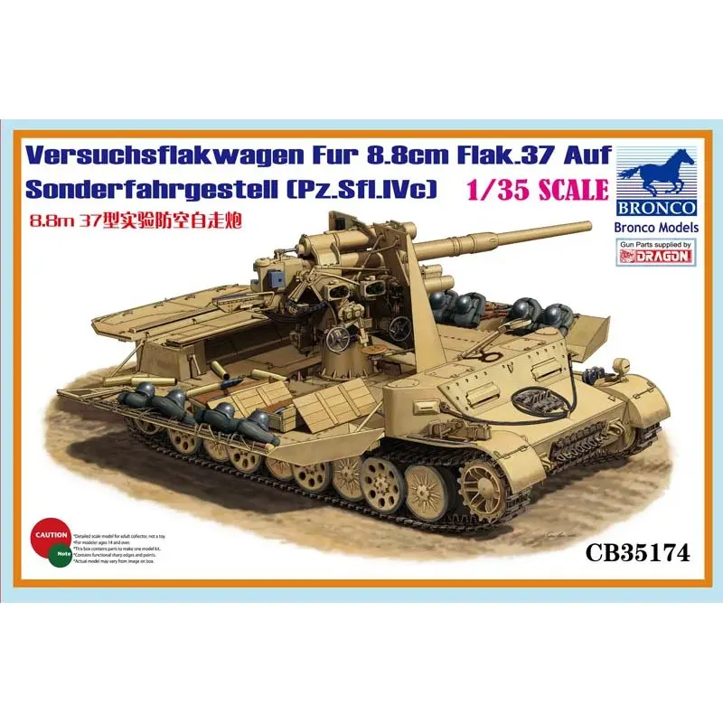 

BRONCO CB35174 1/35 Versuchsflakwagen Fur 8.8cm Flak.37 Auf Sonderfahrgestell - Scale Model Kit