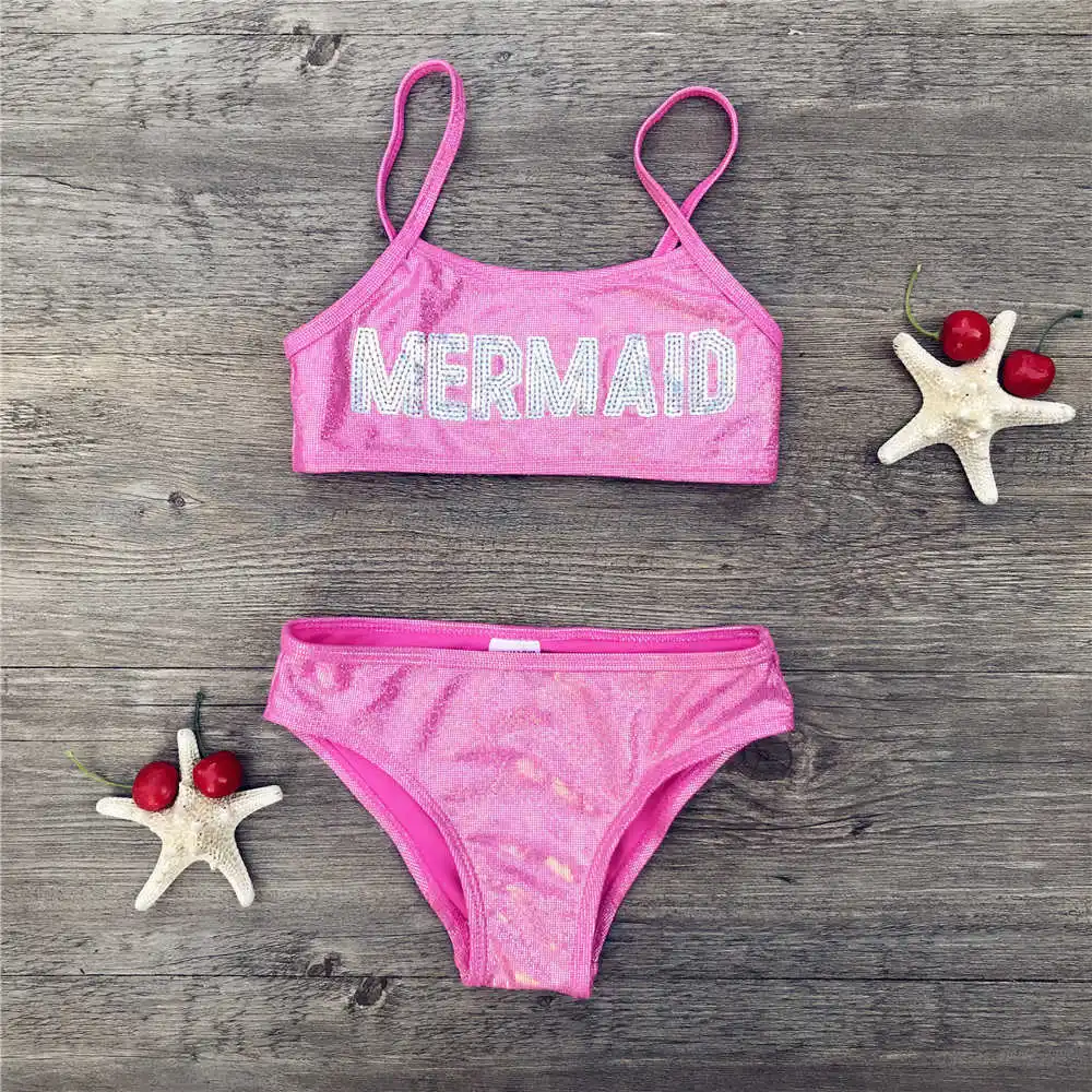 Bambini 2 Pezzi Costumi Da Bagno Delle Ragazze di Paillettes Oro a Caldo Set Da Bagno Del Capretto Vestito di Nuoto Per Bambini Bikini Del Bambino