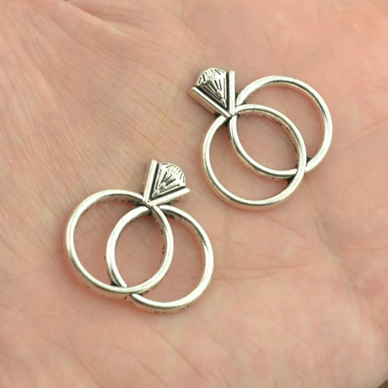 

10 pcs/lot free shipping Retro silver color charms diy metal Rings pendant for necklace&bracelets jewelry making 25*25 mm 3376A