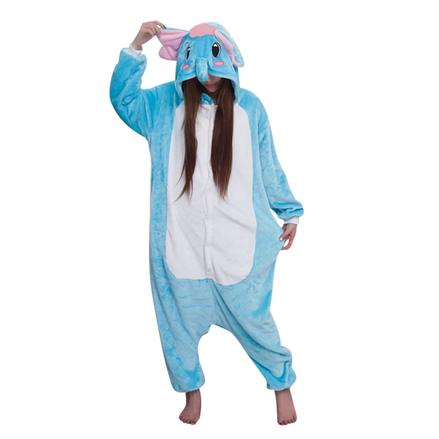 

Cartoon Animal Costume Blue Elephant Kigurumi Adult Onesies Women Men's Pajamas Halloween Christmas Party Cosplay Costumes